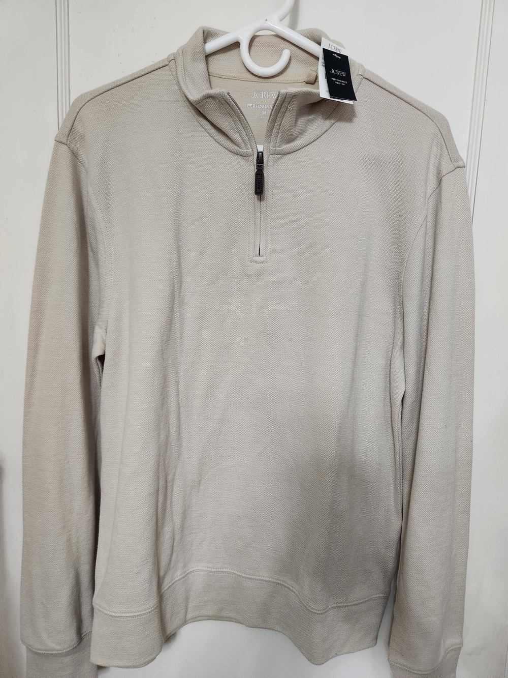 NWT J. Crew Men’s Quarter-Zip Performance Pullover - Beige Size Medium